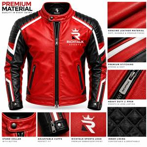 Winter Warm <b>Genuine</b> <b>Leather</b> <b>Jacket</b> <b>Men</b> Stand Eco-Friendly Quick Dry Comfortable Breathable Premium Quality Custom Made Front - Product Image 6