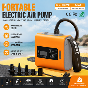 Pompe à air électrique sans fil portable 22 PSI haute pression, <span class=keywords><strong>gonfleur</strong></span> <span class=keywords><strong>rechargeable</strong></span> pour SUP, kayak, <span class=keywords><strong>bateau</strong></span> gonflable - Product Image 1