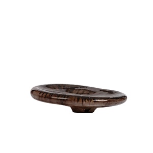 Plat peu profond en résine brun foncé à motif tourbillonnant, bord large, lisse, fait à la main, écologique, passe au lave-vaisselle, art moderne, décoratif antique - Product Image 1