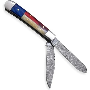 Cuchillo de Bolsillo Jexmoo OEM Hecho a Mano, Multifuncional, de Acero de Damasco de 7 Pulgadas, con Funda de Cuero, para Regalo de Aniversario o para Padrinos de Boda - Product Image 4