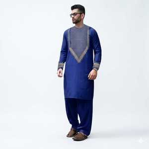 Embroidered Shirt Afghan Simple Pleated Shalwar Men's Salwar Kameez 2 Piece Customized Fabric Made Traditional Ethnic - Product Image 3