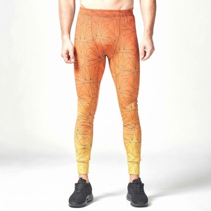 Leggings pleine longueur pour hommes, couleur unie, taille haute, respirants, légers, en tricot, spandex, polyester, avec ceinture élastique - Product Image 1
