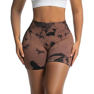 High Waist <b>Brown</b> <b>Tie</b> Dye Seamless Yoga Shorts Scrunch Butt Lifting Women Gym Fitness Workout Booty Shorts - Product Image 1