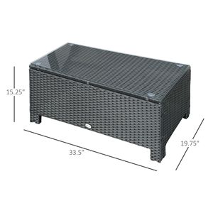 Tavolino da Caffè Grande in Rattan Nero Resistente alle Intemperie, Tavolo Laterale da Esterno Realizzato in Vimini Durevole - Product Image 3