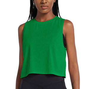 Tops cortos sexys al por mayor para mujer, camisetas sin costuras para la calle, chalecos deportivos acanalados para mujer - Product Image 1