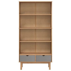 Librería de pino de madera maciza OTTA con 2 cajones disponible en colores marrón y gris - Product Image 3