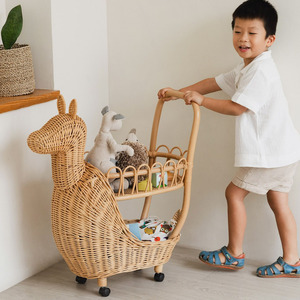 Carritos de juguete de madera para juego de simulación, carrito de juguete de ratán tejido, carritos de té para niños, gran oferta, carritos de juguete para bebidas - Product Image 5