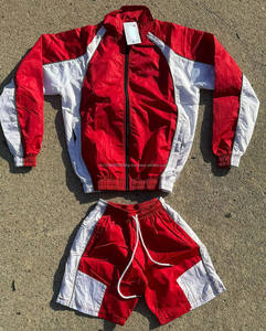 Ensemble pour homme Short et veste coupe-vent deux pièces personnalisés Ensemble short et coupe-vent deux pièces en nylon avec fermeture éclair - Product Image 3