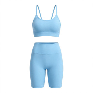 Conjunto Deportivo para Mujer, Color Personalizado, Bra Deportivo sin Varillas, Shorts de Cintura Alta, Estilo Deportivo, Secado Rápido, para Todas las Temporadas - Product Image 1