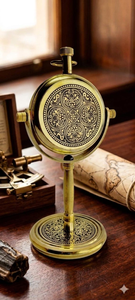 Antique Brass Nautical Compass Style <b>Desk</b> Clock with Yellow Dial <b>Vintage</b> Maritime Timepiece Office Decor - Product Image 6