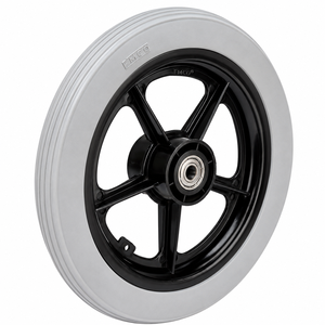 Rueda de Neumático Sólido Emco con Llanta Negra y Neumático Gris, Diseño de 8 Radios para Uso en Interiores/Exteriores - Product Image 4
