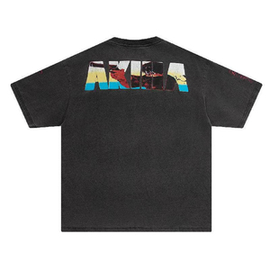 Camiseta Negra de Manga Corta con Cuello Redondo y Estampado del Personaje de Anime Akira para Hombre, Corte Regular, Algodón Jersey, Estilo Urbano - Product Image 4