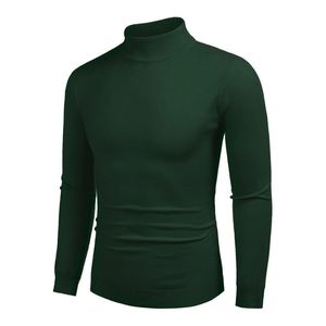 Sudadera de cuello alto para hombre, verde oscuro, corte ajustado, manga larga, informal, color liso - Product Image 3