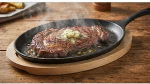 Plaque chauffante en fonte de qualité supérieure avec base en bois massif pour servir des steaks chauds et une présentation de style restaurant - Product Image 3