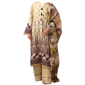 Ensemble de 3 pièces pour femmes, style pakistanais, en coton/polyester, pour l'hiver - Product Image 1