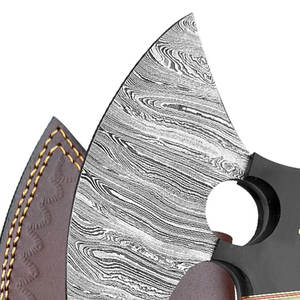 Custom Handmade Damascus Steel Pizza Cutter Wheel with Bone & Black Horn Handle | Premium Kitchen Pizza Slicer - Product Image 3
