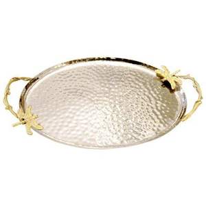 Bandeja de Servicio Elegante de Metal Plateado, Ecológica, con Asa Dorada, para Restaurante, Hogar y Cocina, Apta para Lavavajillas de Grado Comercial - Product Image 4