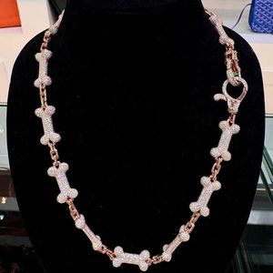 Cadena de Plata 925 al por Mayor con Incrustaciones de Circonitas para Hombre, Estilo Hip Hop, Cadena Cubana de Eslabones de Hueso, Joyería - Product Image 1