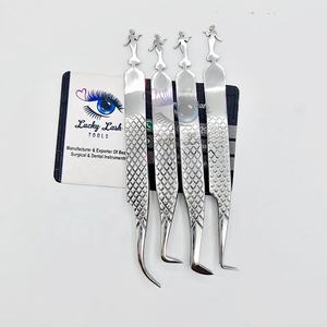 Sustainable Eco-Friendly Stainless-Steel Eyelash Tweezers <b>Doll</b> Shape Fully Polished Diamond Grip Silver Tip Fully Eco-Friendly - Product Image 5