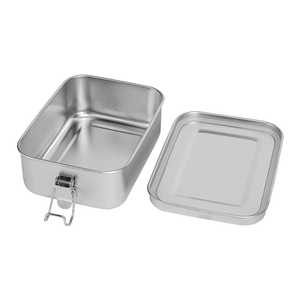 Deep Rectangle Stainless Steel Lunch Box <b>Open</b> Lid Metal Bento Box Single Layer Food Storage Container Kitchen Fruit Pan - Product Image 1