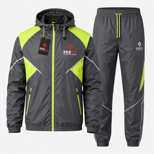 Custom Unisex Sweat suit <b>Jogger</b> Set 2-Piece Patchwork Windbreaker Plain <b>Baggy</b> Tracksuit for <b>Men</b> Hoodie and Shorts Breathable - Product Image 4