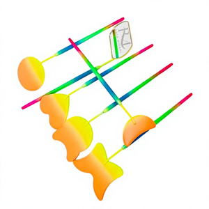 Miroir à cils à une face, miroir coloré arc-en-ciel avec poignée orange et jaune, pour 6 formes différentes - Product Image 1