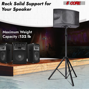 5 Core Metal Heavy Duty <b>Adjustable</b> 72" Speaker <b>Stand</b> Tripod Pair with Universal Mount for PA DJ Studio Use and Carry Bag - Product Image 5