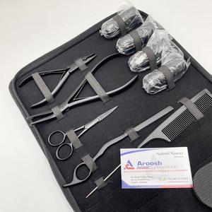 Kit d'outils pour extensions de cheveux noir mat, pinces, ciseaux, peigne, clips, accessoires en acier inoxydable pour l'installation et le retrait - Product Image 5