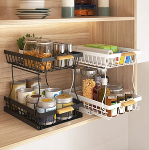 OEM/ODM Étagère de rangement coulissante double niveau pour cuisine vietnamienne, organisateur de plan de travail et d'évier sur pied pour usage domestique - Product Image 5