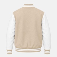 Vestes universitaires pour hommes en laine dorée et cuir véritable blanc, col rabattu, style baseball, vente en gros