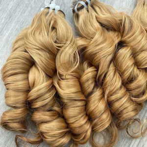 Factory Price 100% Raw Virgin Vietnamese Human Weft Lace Wig Bouncy Curl Blonde <b>Color</b> Super Double Drawn <b>Hair</b> Extensions - Product Image 1