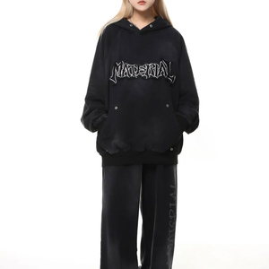 Sweat à capuche homme personnalisé à manches longues avec patchs, effet vieilli, en molleton 100% coton, idéal pour l'hiver, très vendu - Product Image 3
