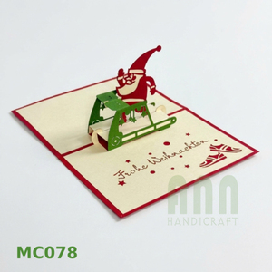 Tarjetas de felicitación de papel cortadas con láser emergentes de Santa Run 3D personalizadas Invitaciones digitales de cumpleaños de amor Recuerdos de Navidad 'Love' Impreso - Product Image 2