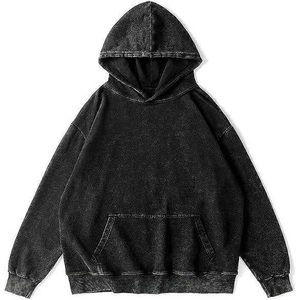Sweat à capuche unisexe en molleton polyester/coton délavé à l'acide, coupe ample et oversize, anti-plis, pour homme, avec fermeture éclair, poids lourd, haute qualité - Product Image 3