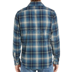 <b>Men's</b> Fleece Lined Knitted Flannel Shirt One Pocket <b>Watch</b> Plaid Pattern Loose Fit Casual Shirt High-quality OEM Service - Product Image 2