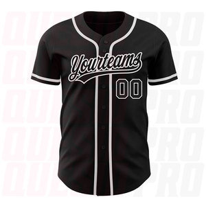 Maillot de baseball américain personnalisable de qualité supérieure, noir et blanc, authentique, impression par sublimation - Product Image 3