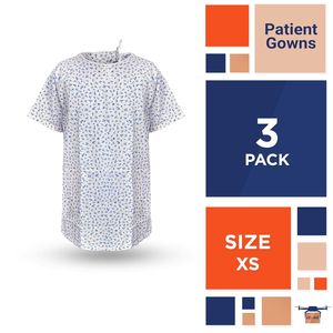 Pack 3 Unisex riutilizzabile X-piccoli abiti bianchi in cotone 100% traspirante abiti da ospedale per l'allattamento indietro cravatta premaman mezze maniche per anziani - Product Image 2