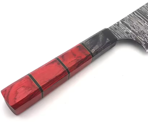 Couteau de chef en acier Damas, fait main, écologique, ambidextre, manche en bois, tranchant comme un rasoir, passe au lave-vaisselle, style traditionnel - Product Image 3