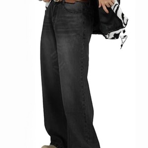 Nuevos pantalones vaqueros de mujer de moda con lavado ácido, corte recto, holgados, de cintura alta, estilo casual, de mezclilla, de pierna ancha - Product Image 5