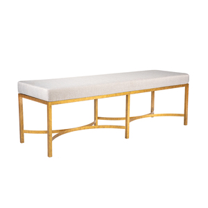 Modern Upholstered <b>Bench</b> Gold Metal Frame Contemporary Design Eco-Friendly for Living Room Bedroom Kitchen Comfortable Seating - Product Image 1