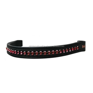 Best Seller Banda de cejas de caballo ondulado de cuero de una sola fila Diamantes de imitación de cristales de vidrio de 10mm Durable con logotipo personalizado para carreras de equitación - Product Image 1