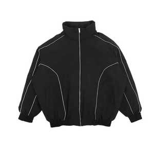 Ensemble de survêtement unisexe noir à manches longues, col montant, style sportif, coupe ample, polyester/nylon, coupe-vent pour l'automne - Product Image 2