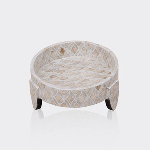 Splendide support à gâteau en nacre, ensemble de bols surélevés en coquillage faits à la main, neutres, pour la présentation de desserts gourmands - Product Image 1