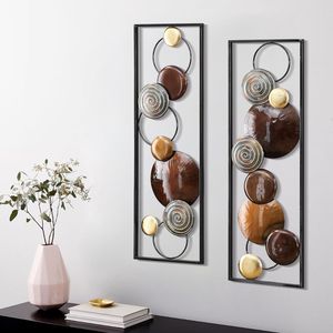 Arte Metálico Islámico para Pared, Juego de 2 Cuadros Verticales con Diseño de Unidad en Círculos, 12 x 36 Pulgadas, Decoración para el Hogar de Inspiración Árabe - Product Image 5