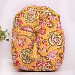 Pochette de maquillage réutilisable à imprimé floral de style bloc écologique, pour voyage multifonction, avec fermeture éclair, durable, organiseur de cosmétiques - Product Image 4