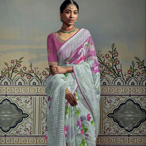 Exclusivo Diseño de Diseñador, Kanchipuram de Seda Suave, Elegante, Tradicional, Estiloso, Étnico, Última Tendencia, Modesto, Indio, para Bodas - Product Image 1