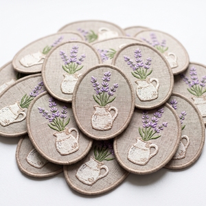 Parches bordados hexagonales con diseño de hoja y hilo de sastre, insignias botánicas de fábrica directa para delantales y uniformes - Product Image 3