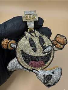 Colgante Personalizado de Personaje de Dibujos Animados con Moissanita VVS, Plata de Ley 925, Colgante Brillante para Hombre, Colgante con Piedras de Colores - Product Image 2