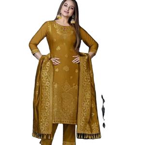 El último diseñador Faux Georgette Seda Bordado Secuencia Trabajo Kurti Set Por Fab Zone - Product Image 1