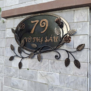 Letrero de Número de Casa Moderno Personalizado de Hierro Forjado, Ecológico, Resistente al Agua, Placa Decorativa de Dirección para Montar en la Pared, para Puerta de Villa - Product Image 1